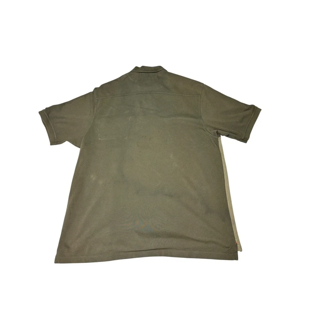 Eddie Bauer Mens XL Olive Green Short Sleeve Half Zip Polo‎ Shirt